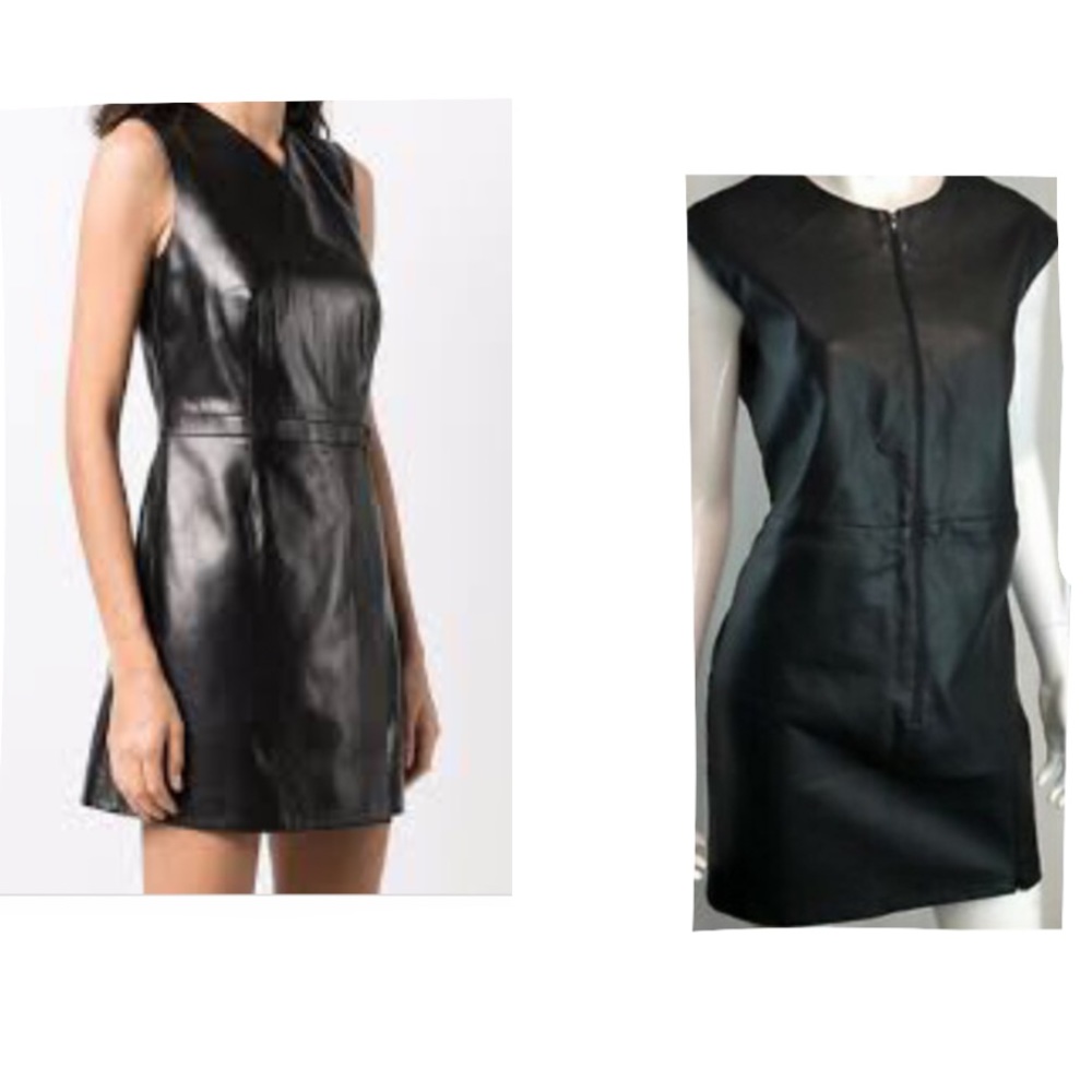 Venus Faux Leather Black Mini Dress Size 2